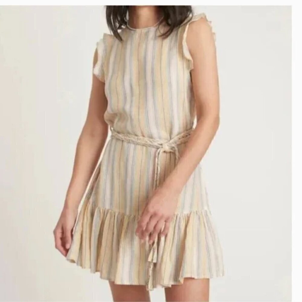Marine Layer Laney Dress Linen Blend Beachy Stripe NWT S